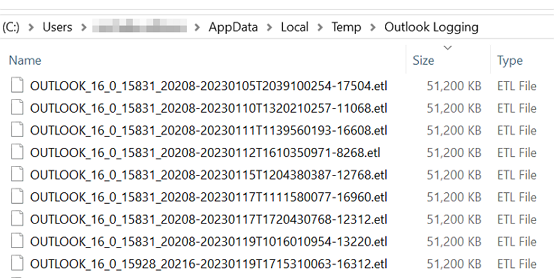 Outlook Logging folder