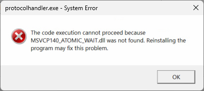 protocolhandler.exe - System Error